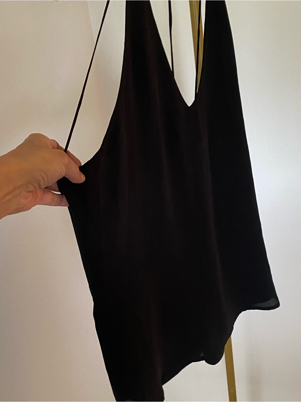 Twist Black Draped Open-Side Racerback Tank Top - Picture 10 of 12